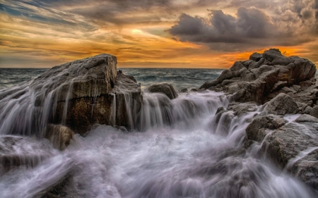 beach sunset - cool, fun, beach, sunset, ocean, nature