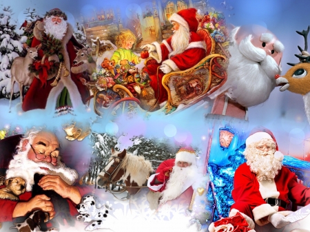 SANTA - holiday, red, collage, Santa, Christmas