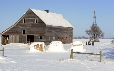 winter-scenes-1--26- - Winter, Snow, country, barn