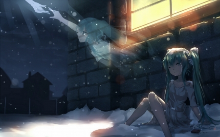 Take Me Home - spirit, hatsune miku, ghost, sadness, tears, vocaloid, snow, anime