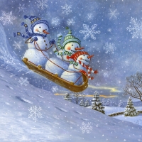 Snowmen Sledding