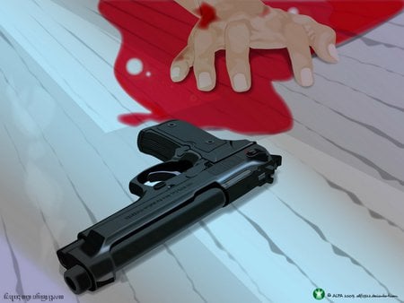 After Midnight - gun, vector, dead, shot, blood, floor