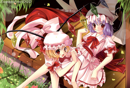 Flandre and Remilia Scarlet - touhou, anime girl, remilia, flandre