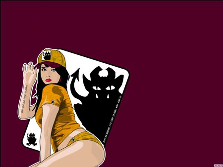 To Hell We Ride - hot vector girl, girl, devil, vector, card, ball cap