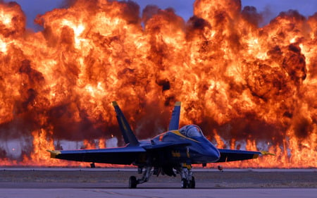 F-18 Blue Angel - napalm, air show, f-18, wallpaper, Entropy, blue angel