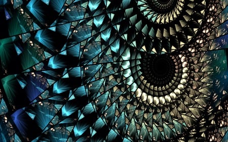 Winter Spirals - abstract, spiral, winter, blue, fractal