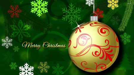 Merry Christmas - Snow, Flakes, Decoration, Colourful, Merry, Christmas