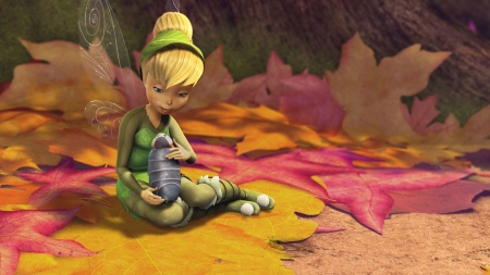 tinker bell and the lost treasure - fairy, leaf, tinker bell, treasure