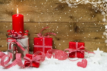 Christmas background - candle, background, snow, beautiful, holiday, gifts, christmas