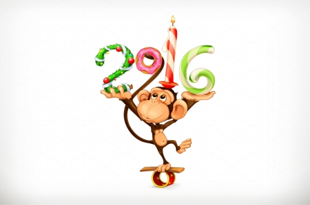 Happy New Year! - chinese, monkey, christmas, 2016, white, craciun, new year, funny, card, zodiac