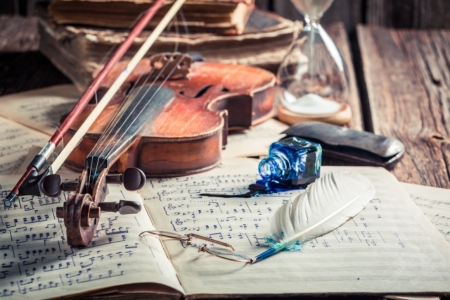 ♥ - abstract, notes, vintage, violin