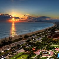 beautiful sunset on rio de janeiro coastline