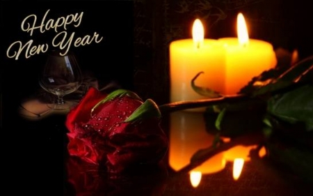 Happy New Year - roses, candles, Happy New Year, beautiful