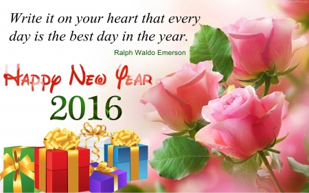 Happy New Year - roses, 2016, gifts, artwork