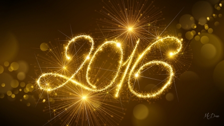 2016 Sparkle - glitter, new year, happy new year, celebration, 2016, fireworks, sparkle, gold