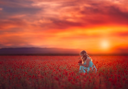 â™¥ - field, abstract, girl, photography