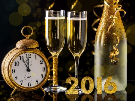 Happy New Year ! áƒ¦â¤áƒ¦ - new year, celebrate, 2016, champagne, bubbles, shine, sparkle, gold