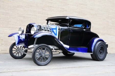 1930-Ford-Model-A-Coupe-Gasser - ford, black, gasser, hotrod