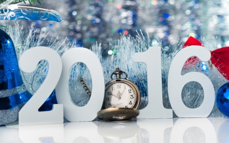 New 2016 year - new year, 2016, grey, blue, clock