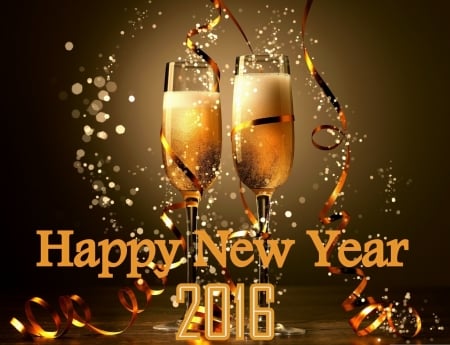 Happy New Year ! ღ❤ღ - celebrate, 2016, sparkle, champagne, New Year, bubbles, gold, shine