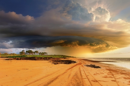 Storm - storm, clouds, sea, beach