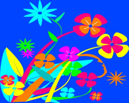 Flowers Baby - yellow, blue, lime, flower, pink, orange, flowers, gizzzi, rainbow, green, labrano, sky