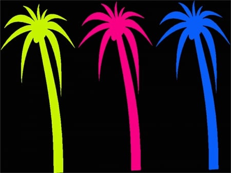 Beach Baby - palm trees, beach, gizzzi, palm tree, palm, black, labrano, abstract, yellow, pink, blue