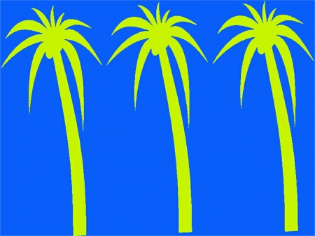 Beach Baby - yellow, blue, neon, beach, palm, gizzzi, palm trees, labrano, sky, palm tree