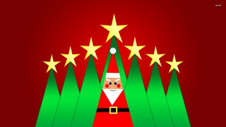 Santa Clause And Christmas Trees - santa, trees, and, clause, christmas