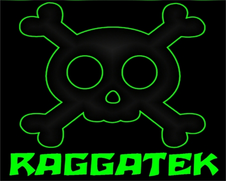 RAGGATEK - skull, gabbernetz, gizzzi, music, black, text, raggatek, labrano, abstract, green, lime