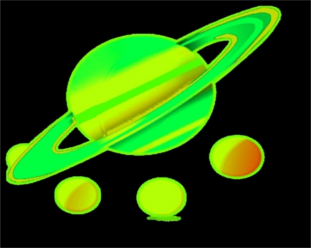 Saturn - saturn, gizzzi, space, black, neon, labrano, yellow, green, lime, planet