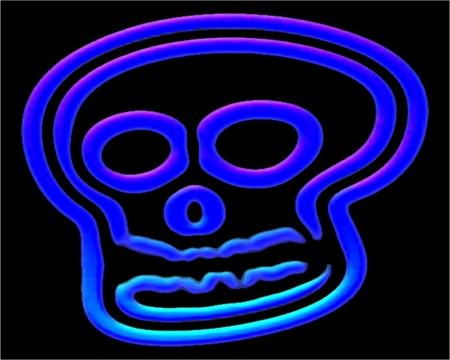 calveras skull - blue, neon, hardcore, evil, skull, black, gabbernetz, gizzzi, frenchcore, calveras, labrano