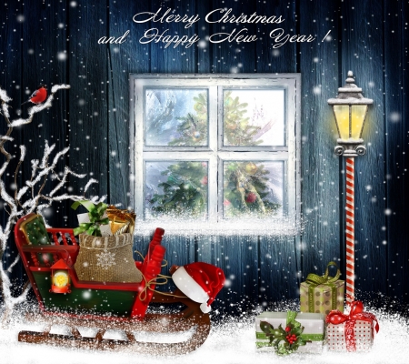 Happy Holiday - Holiday, snow, Christmas, window