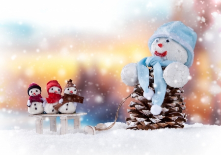 Happy Holiday - snowman, cute, christmas, snow