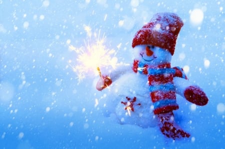 Happy Holidays - snow, cute, snowman, Christmas