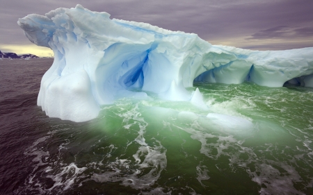 Iceberg - sky, ocean, clouds, coastline, water