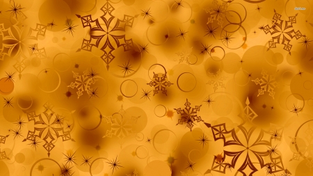 Gold Snow Flakes - wallpapers, flakes, snow, gold