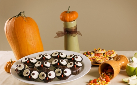 Halloween Treat - cupcake, food, pumpkin, sweet, fall, autumn, halloween, dessert, candy, cupcakes