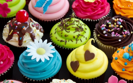 Sweet Cupcakes - colorful, cream, food, dessert, sweet, cupcakes