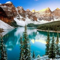 Moraine lake in winter