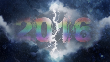 2016 - storm, 2016, rainbow, lightning