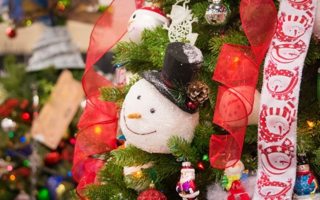 Happy Holidays! - snowman, deco, holidays, christmas, white, craciun, red, green, card