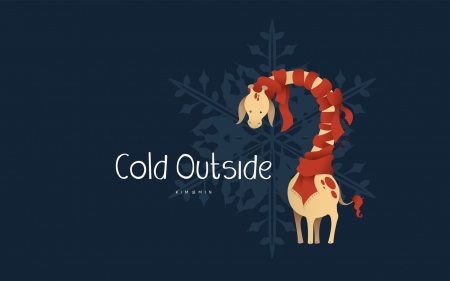 Cold outside - designed by kim lemin, scarf, blue, funny, giraffe, red, cute