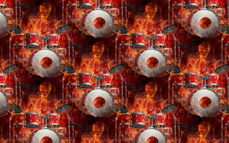 Fantasy pattern - skelton, pattern, fire, fantasy, drum, red, paper, orange, texture