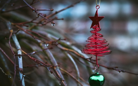 Happy Holidays! - craciun, branch, toy, christmas, deco, holidays, red, card, green