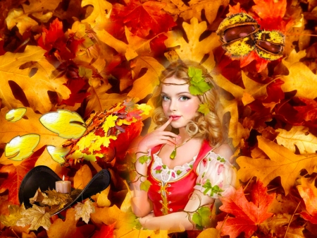 Girl and Fall Leaves - Fantasy & Abstract Background Wallpapers on ...