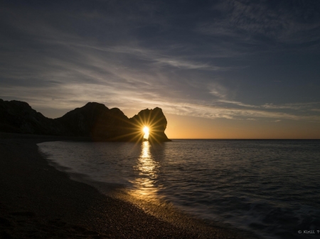 Durdle Door,England - sunset, nature, sea, reflection, rocks