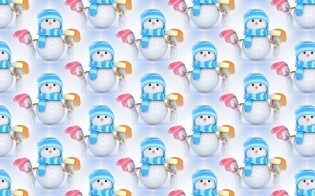 Snowman pattern - snowman, craciun, winter, pattern, christmas, white, blue, pink, paper, texture