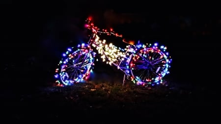 Lights - craciun, bike, black, lights, christmas