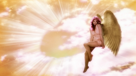 Heaven got another Angel â™¥ - sky, angel, light, fantasy, heaven, amazing, clouds, beautiful, photo manipulation